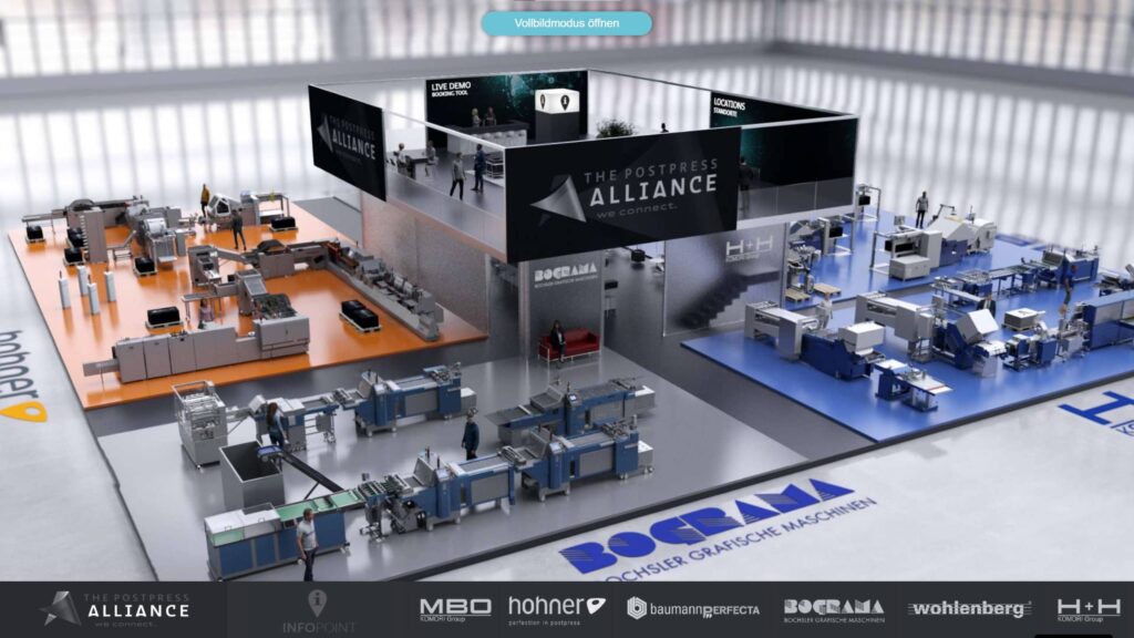 Virtueller Messestand der Postpress Alliance von commacross
