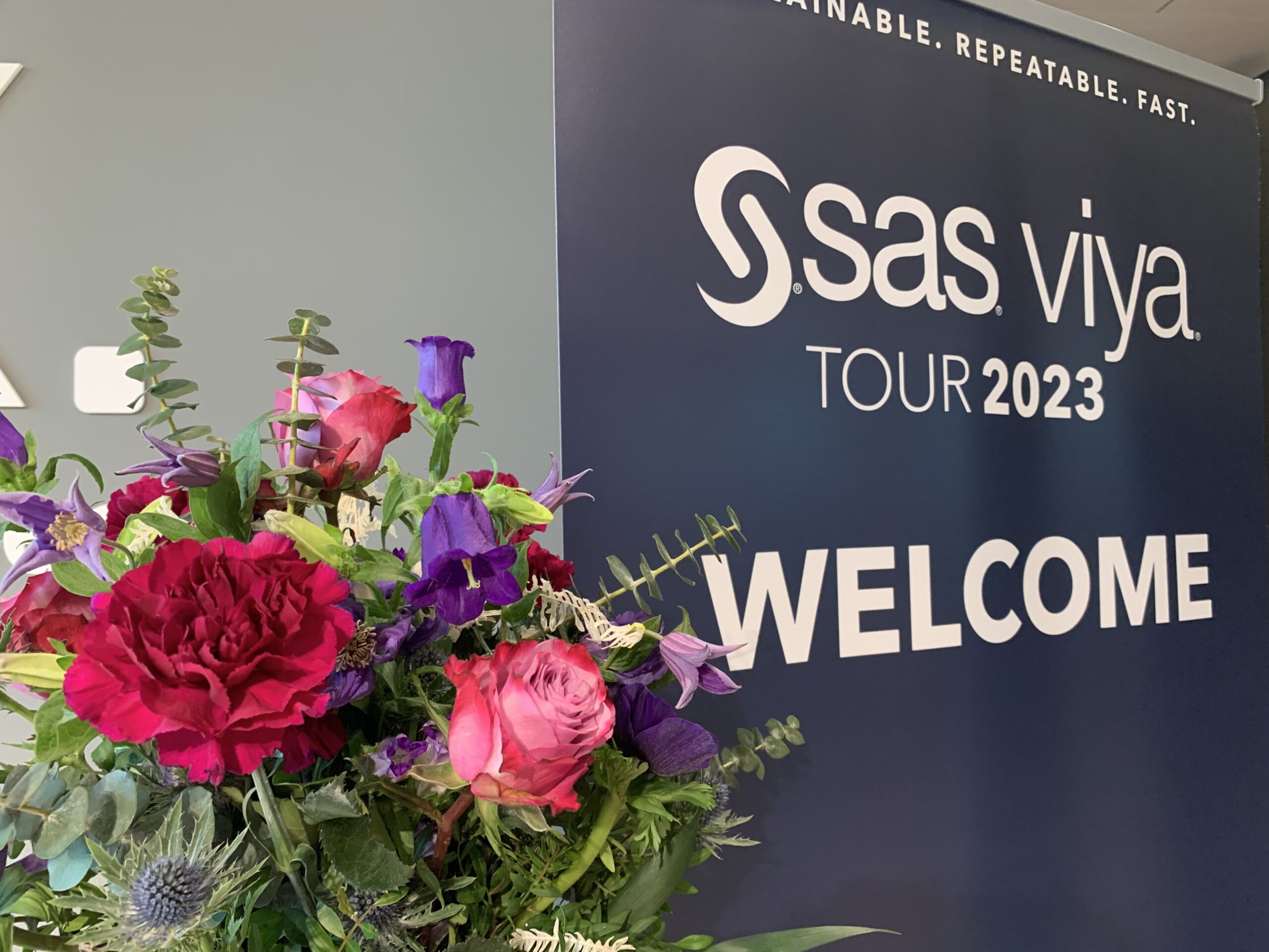 Willkommens Roll-up bei der SAS Roadshow 2023 in Wien
