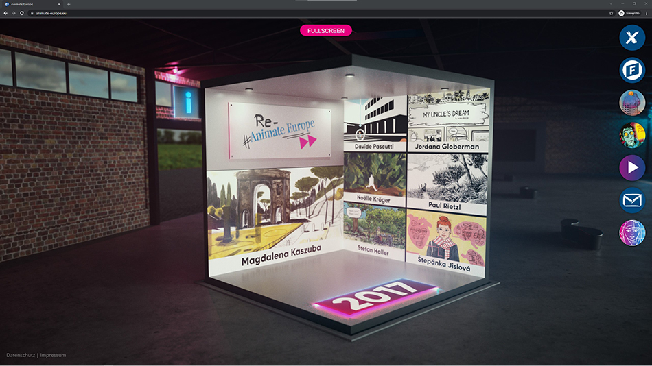 Virtueller Ausstellungsraum in einer Fabrikhalle von commacross