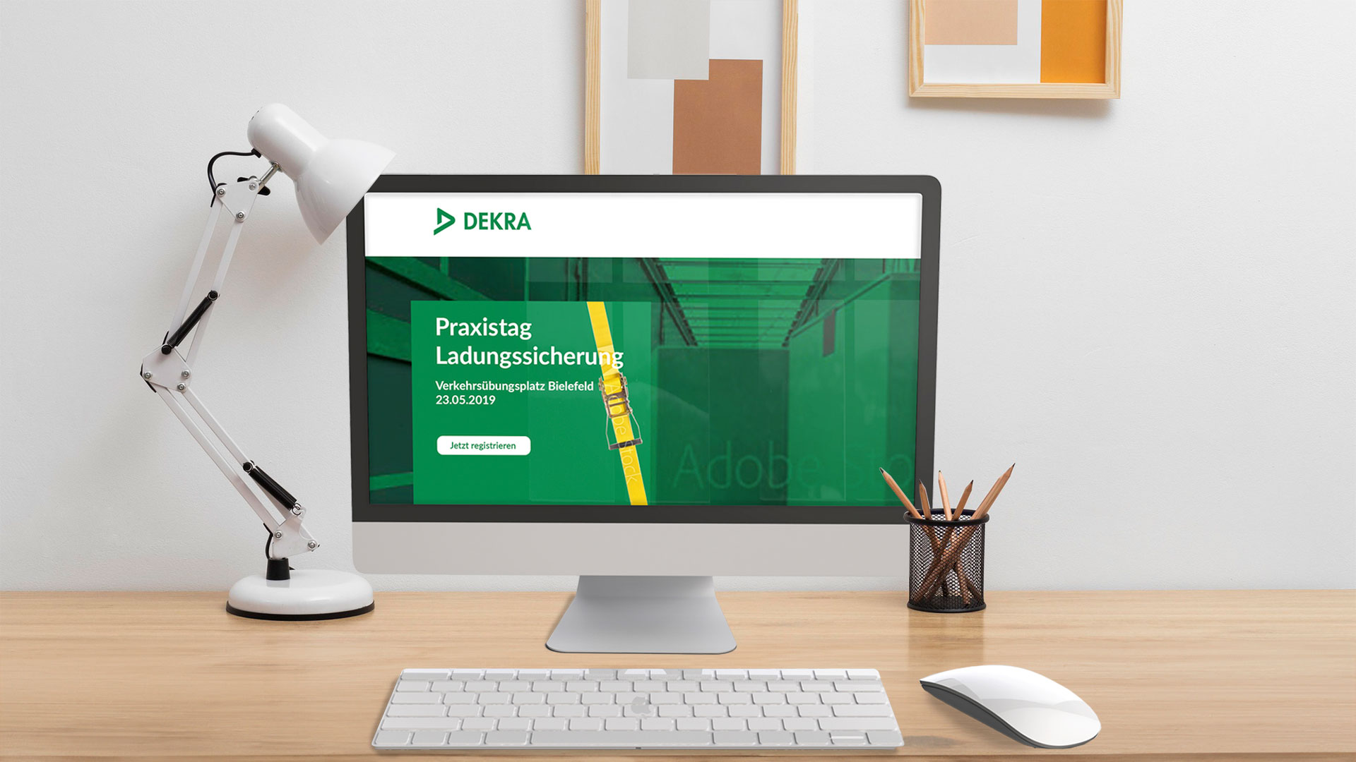 Landingpage mit Registrierung für Praxistag der Ladungssicherung 2019 von DEKRA in Bielefeld