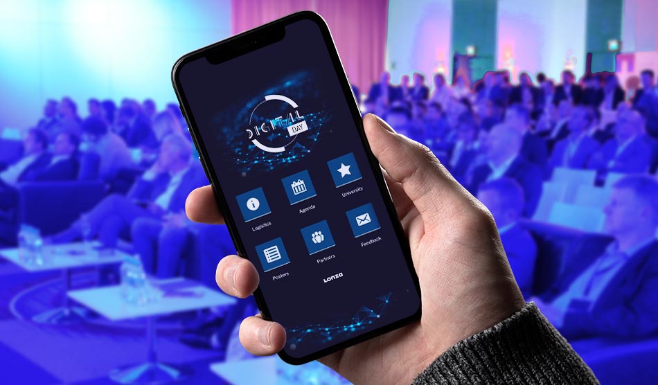 Digitale Event-Einladung als App von commacross auf einem Smartphone