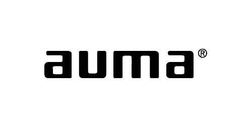Schwarzes Logo von AUMA, elektrische Stellantriebe und Armaturensteuerungen.
