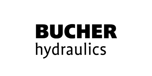 Schwarzes Logo von BUCHER Hydraulics, hydraulische Antriebssysteme.