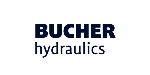 Blaues Logo von BUCHER Hydraulics, hydraulische Antriebssysteme.