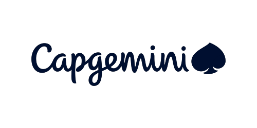 Blaues Logo von Capgemini, Beratungs- und IT-Dienstleistungen.