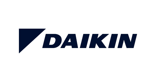 Blaues Logo von DAIKIN, Klimaanlagen und Kältetechnik.