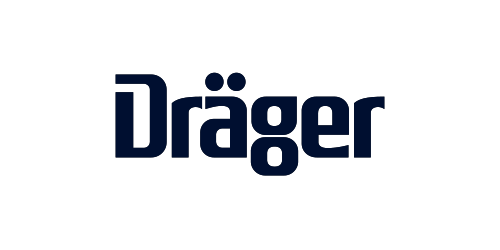 Blaues Logo von Dräger, Medizin- und Sicherheitstechnik.