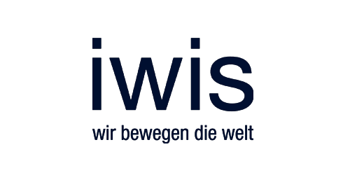 Blaues Logo von iwis, Kettentriebe und Präzisionstechnik.