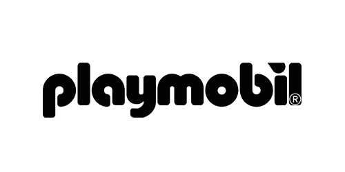Schwarzes Logo von Playmobil, Spielzeugfiguren und -welten.