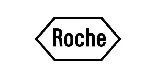 Schwarzes Logo von Roche, Pharma- und Diagnostikunternehmen.