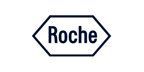 Blaues Logo von Roche, Pharma- und Diagnostikunternehmen.
