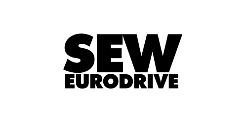 Schwarzes Logo von SEW Eurodrive, Antriebstechnik und Automatisierung.
