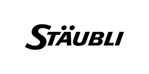 Schwarzes Logo von Stäubli, industrielle Automatisierung und Robotik.