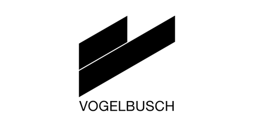 Schwarzes Logo von Vogelbusch, Biotechnologie und Fermentationstechnik.