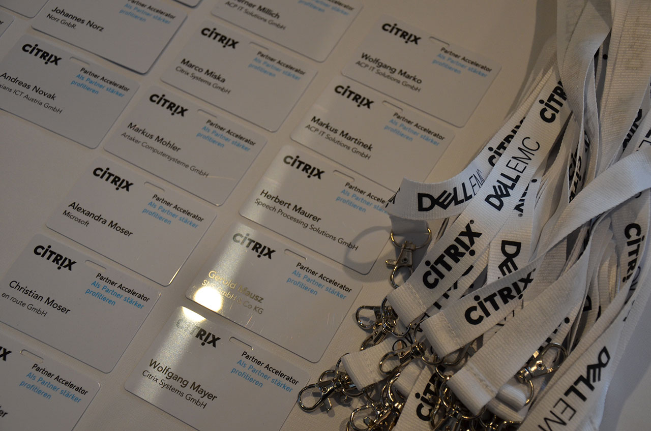 Namensschilder und Lanyards vom Citrix Innovationday