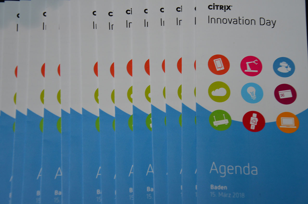 Printbroschüre der Agenda für den Innovation day von Citrix