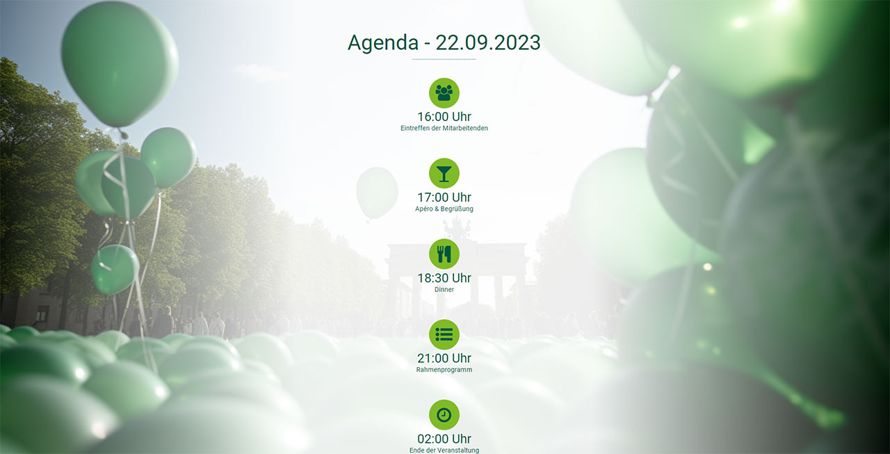 Agenda auf der Printeinladung für das Jubiläumsevents von CityClean