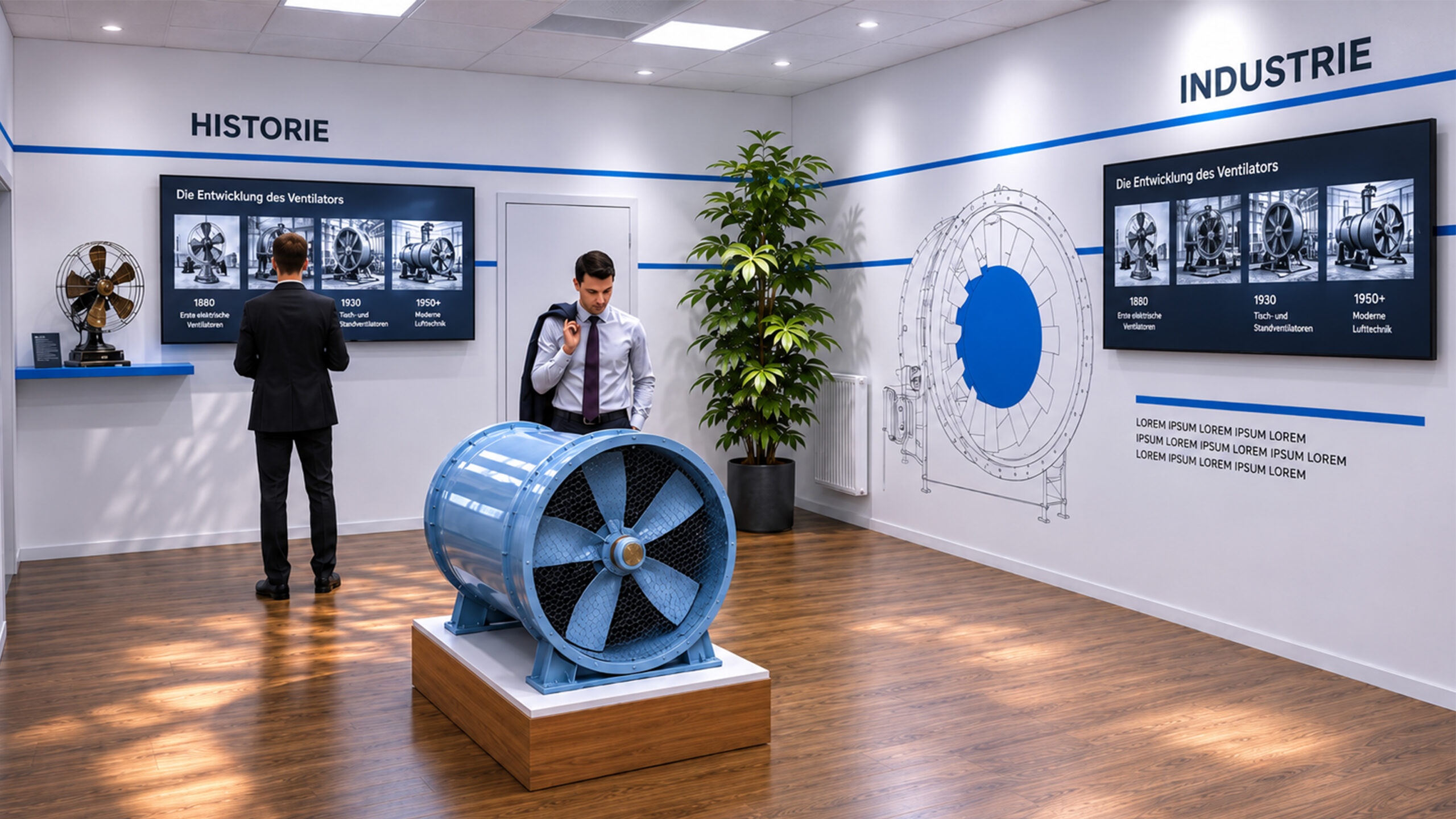 Showroom von WAB mit Monitor und digitaler Produktpräsentation in Muttenz, Basel