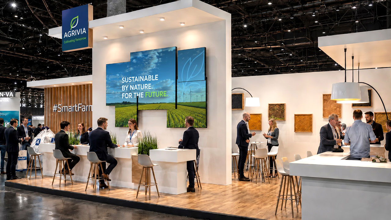 commacross 2026 innovative messekonzepte 2 1 Touch-Monitor am Messestand von Bitzer mit interaktiver Touch-Anwendung