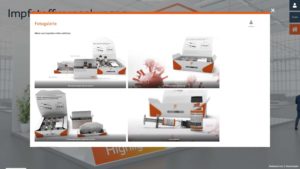 Virtueller Messestand der Firma Faller Packaging, entwickelt und realisiert von commacross.
