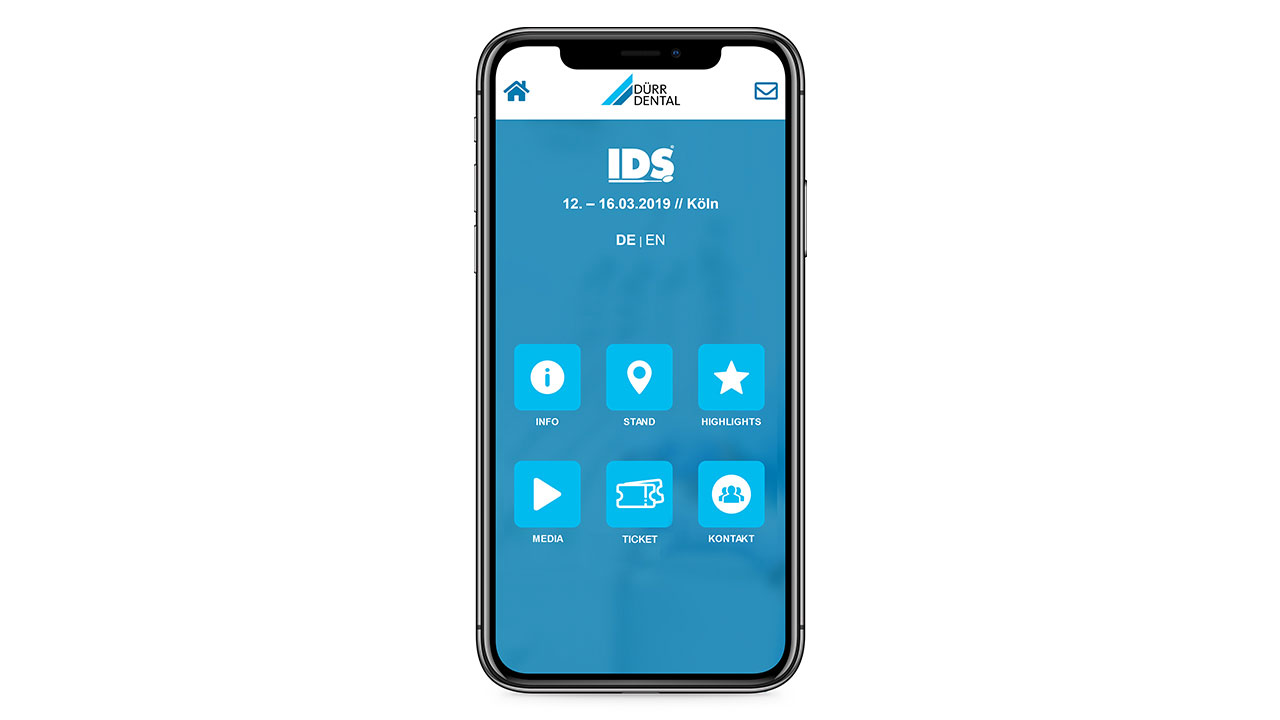 Messe-App auf einem Smartphone von Dürr Dental