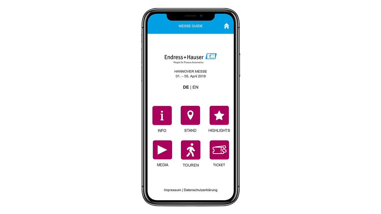 Messe-App auf einem Smartphone von Endress und Hauser