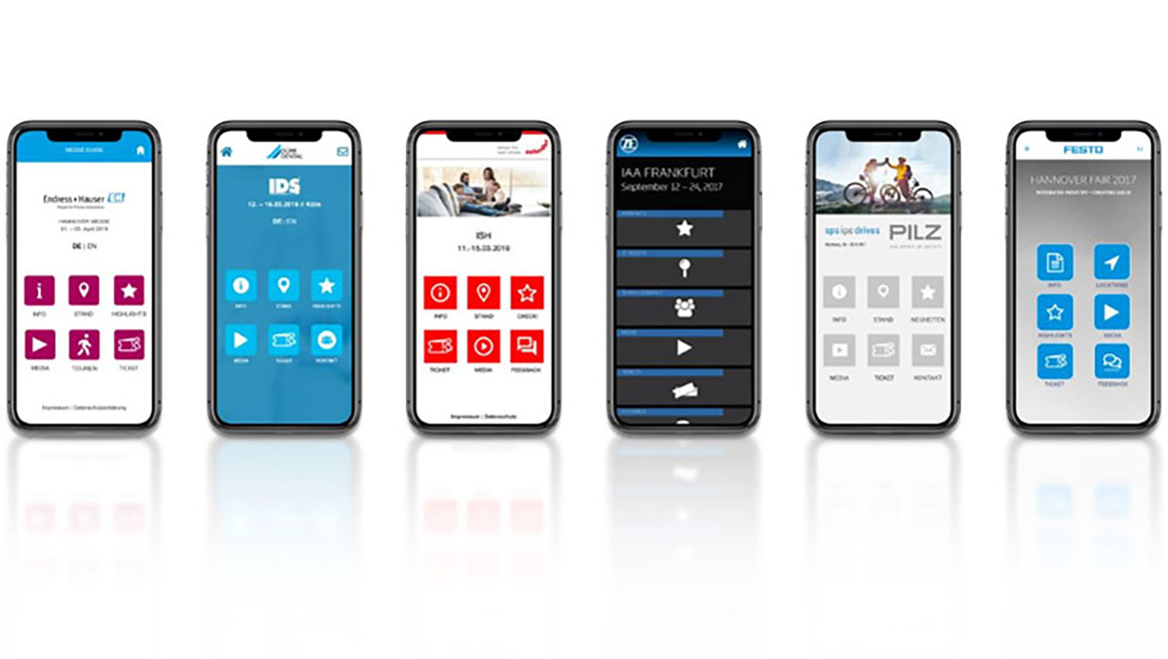 Sechs Event-Apps von Commacross, für Endress+Hauser, Dürr Dental, Zehnder, ZF, PILZ und Festo