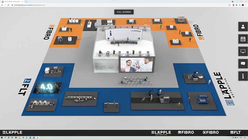 Gesamtansicht des virtuellen Messestandes von Läpple bei den virtual eventdays