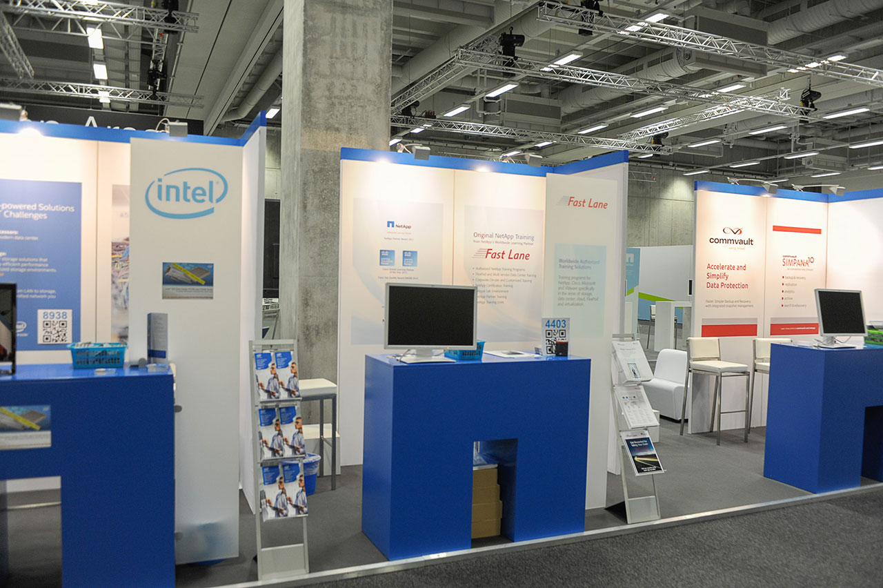 Netapp Hausmesse auf der Insight 2014, Berlin, Ansicht auf Themenstände