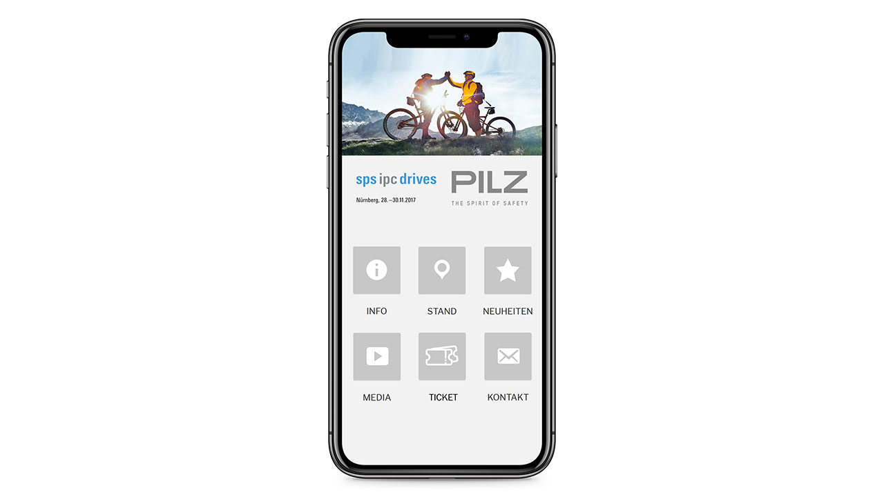 Messe-App auf einem Smartphone von Pilz