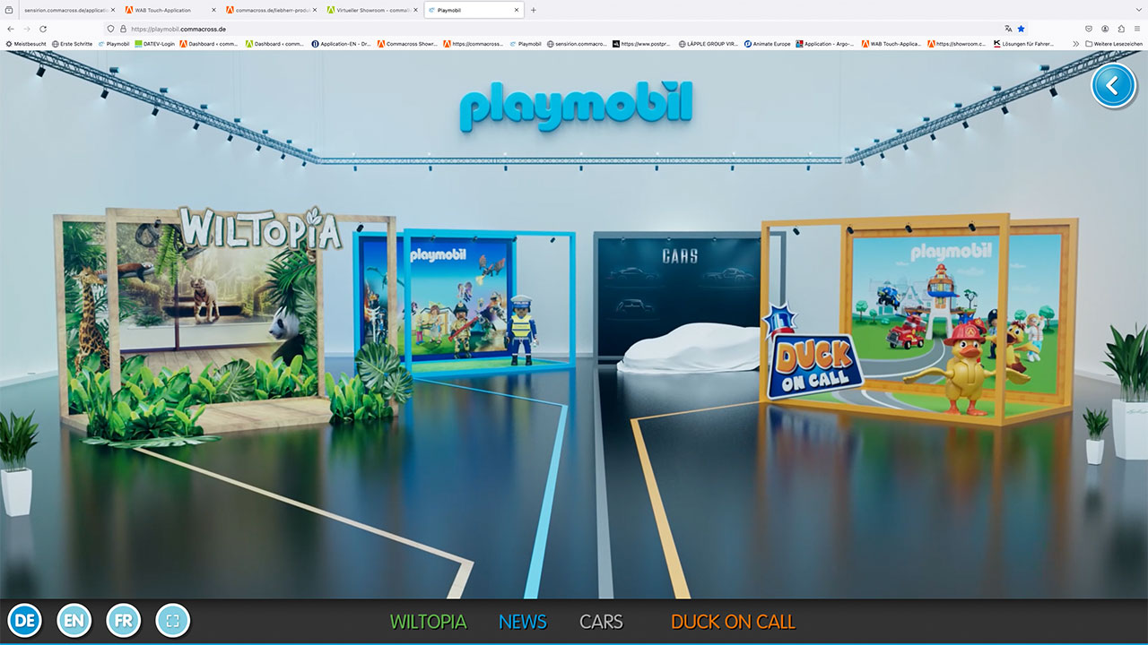 Startseite des virtuellen Showrooms von Playmobil 2022