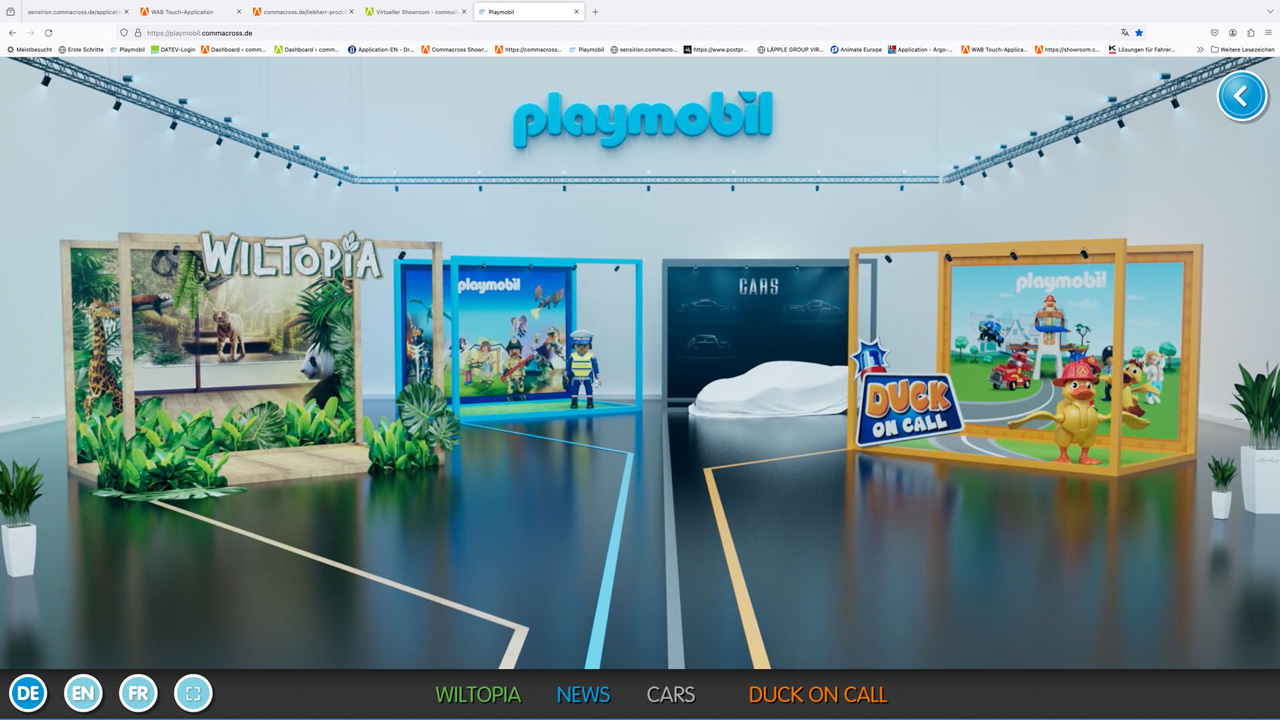 playmobil virtueller showroom uebersicht 1 Startseite des virtuellen Showrooms von Playmobil 2022