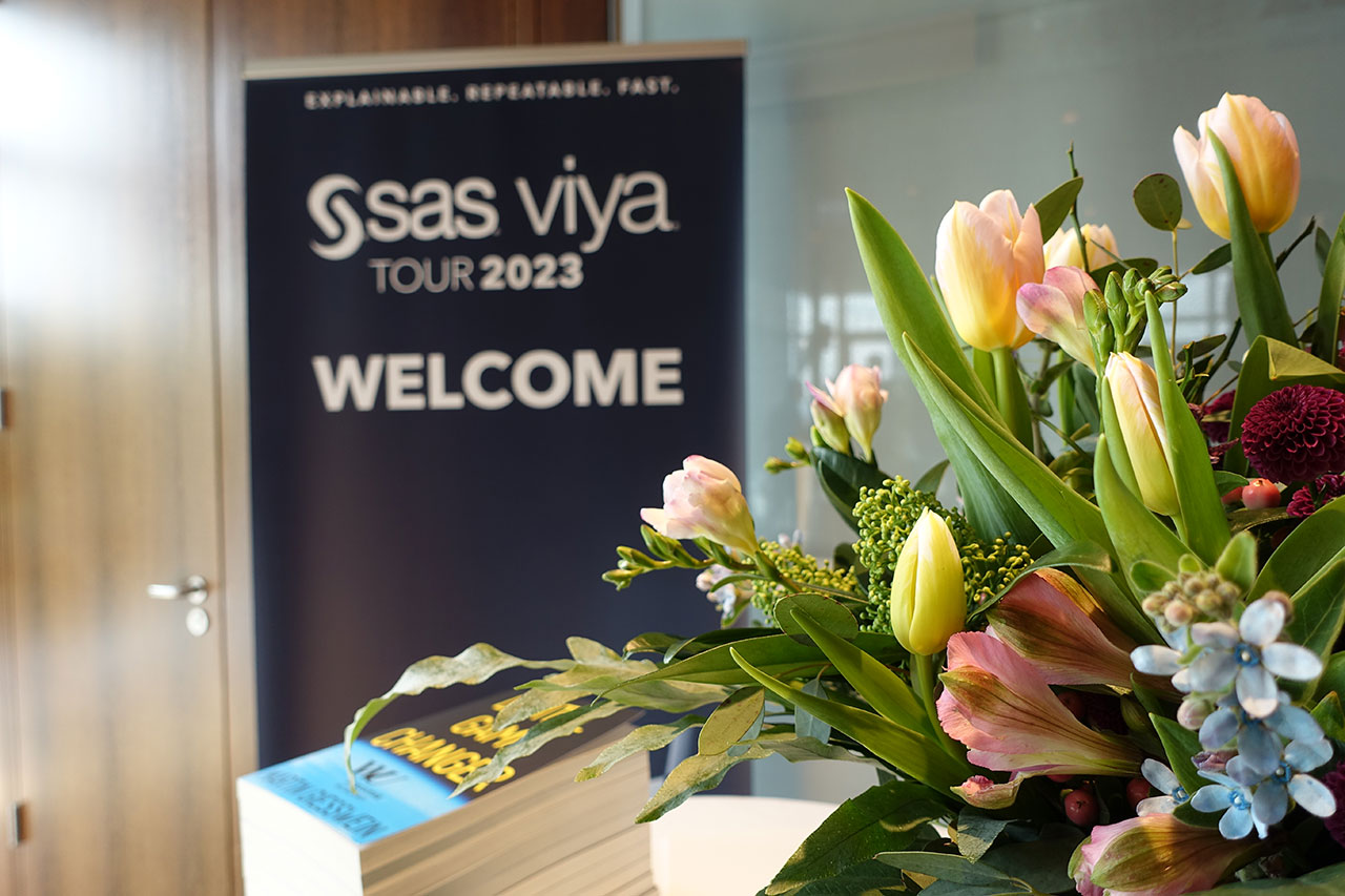 Willkommens Roll-up bei der SAS Roadshow in Wien