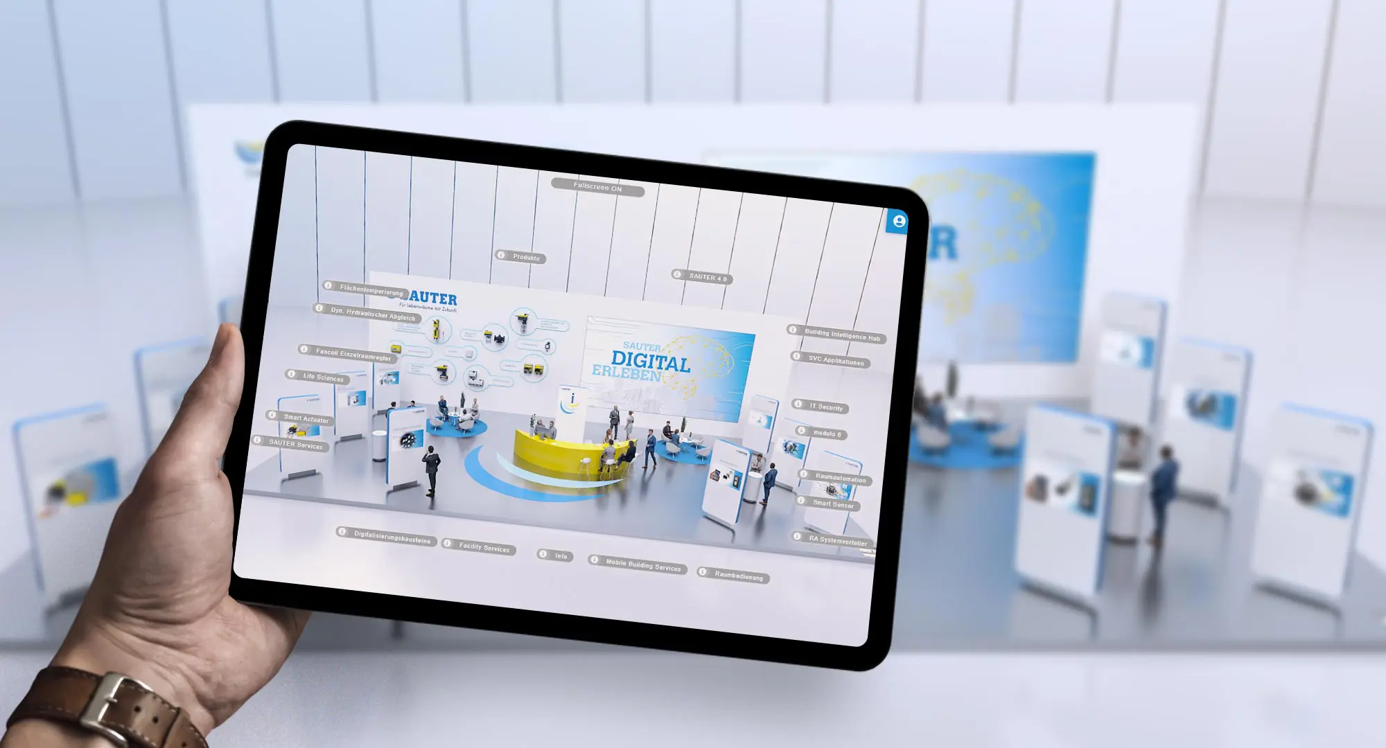 Endress Hauser Smartgrid auf einem Messestand, Mediale Bespielung