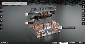 In virtuellem Messestand eingebundene 3D-Visualisierung einer Maschine
