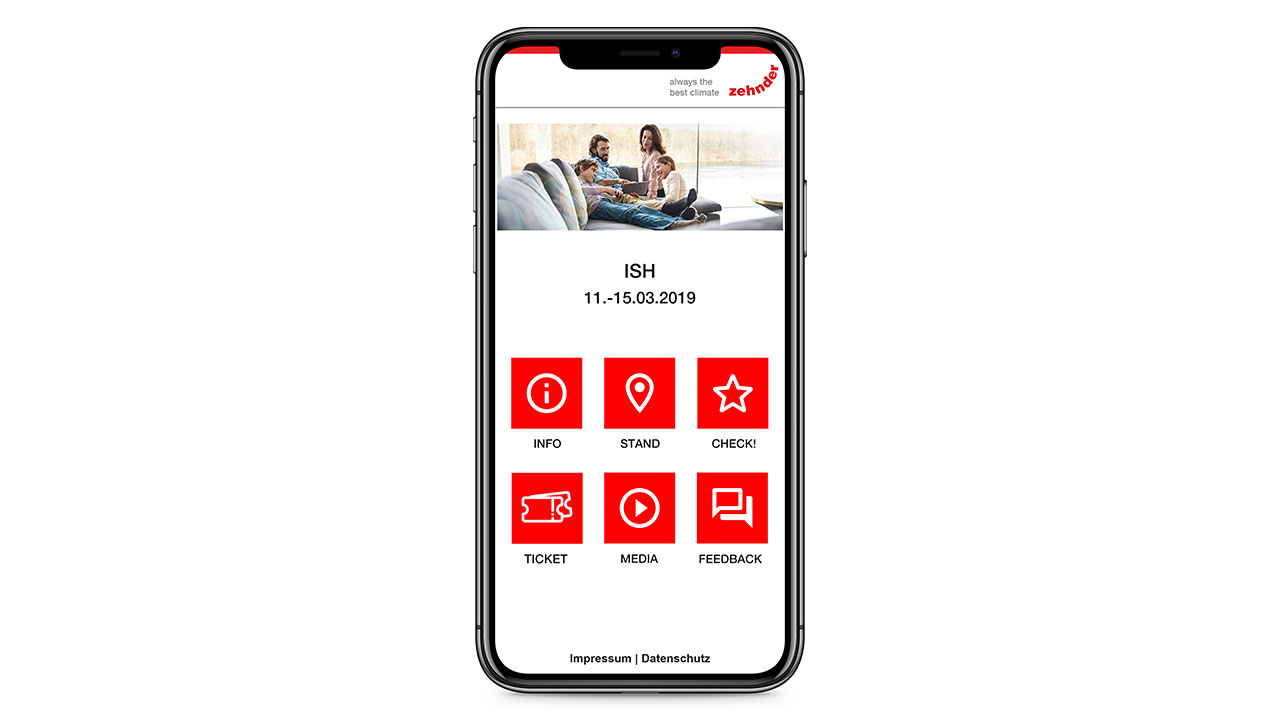 Messe-App auf einem Smartphone von Zehnder